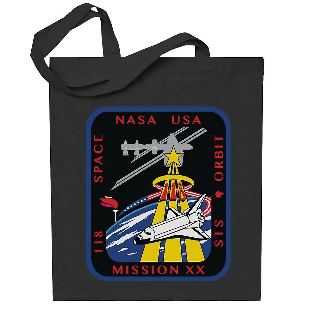 NASA STS 118 Space Shuttle Endeavour Mission Patch Totebag Black 38 x 42 cm