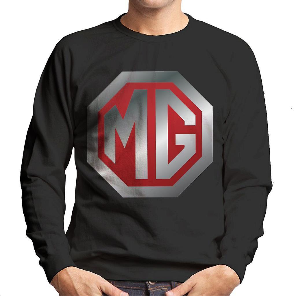 MG Shiny Red And Chrome Logo British Motor Heritage Men's Sweatshirt Black XX-Large