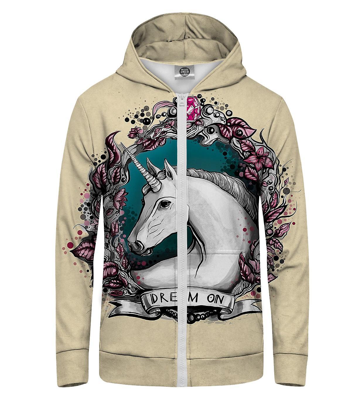 Mr Gugu & Miss Go Mr. GUGU & Miss GO Unicorn Portrait Hoodie Kangaroo Zip Up white M