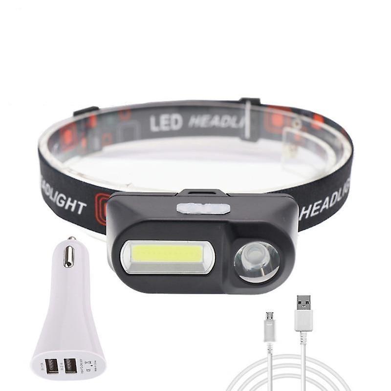 Slowmoose Portable Mini Xpe+cob Led Headlamp -usb Rechargeable, For Camping Have 1x18650 Battery