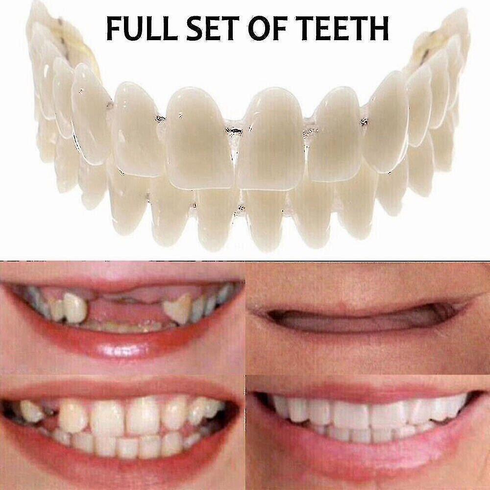 False Teeth Set 2 Sets Smile Snap On False Teeth Upper Lower Dental Veneers Dentures Tooth Cover Set