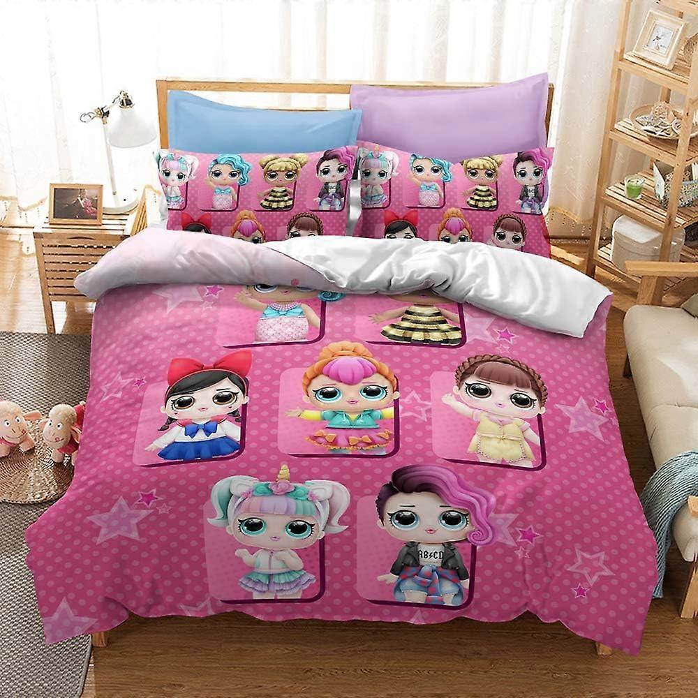 Kerota Surprise Lol Pet Bedding Set with Pillowcase, Duvet Cover + 2 Pillowcases - Moisture-Proof, Hypoallergenic ) Single135x200cm