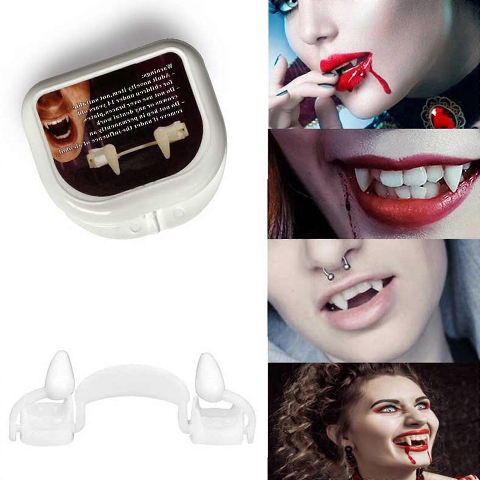 Unbrand 3 Pairs Retractable Vampire Teeth for Extending Halloween Teeth Werewolf Cosplay Braces, Retractable Vampire Fangs Horror Party Vampire Teeth