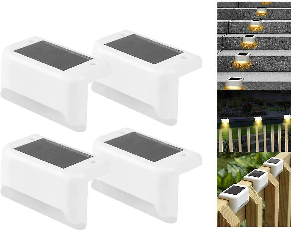 Le Contente 4 Pack Solar Deck Lights Led Solar Step Lights Waterproof Fence Lights For Outdoor Steps Fence White Warm Light