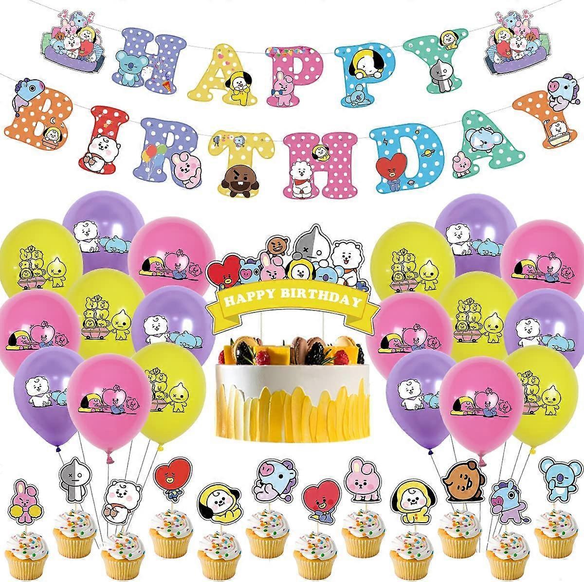 Wjiaer BTS Birthday Party Supplies,BTS Happy Birthday Include Balloon, Banner, Cake Topper Party Balloons for Kids Birthday Party Favor Decorations...