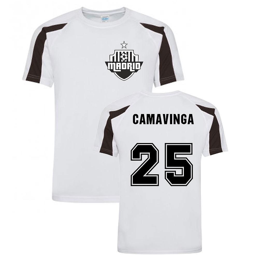 UKSoccerShop Eduardo Camavinga Madrid Sports Training Jersey (White) XLB (12-13 Years)