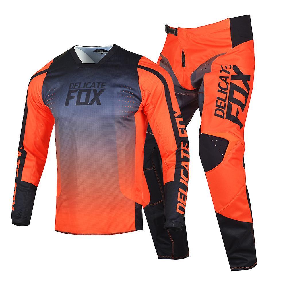 Muggys Delicate Fox 180 360 Jersey Pants Gear Set Mx Combo Motocross Bmx Dirt Bike Outfit Atv Utv Cycling Suit Enduro Kits For Men Orange Pant 36 J...