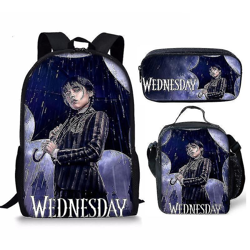 Cloud Xiang 2023 Wednesday Addams Print Schoolbag Children Backpack Or Lunch Bag Or Pen Bag Or Three-piece Set For Kids' Gifts Only a Lunch bag