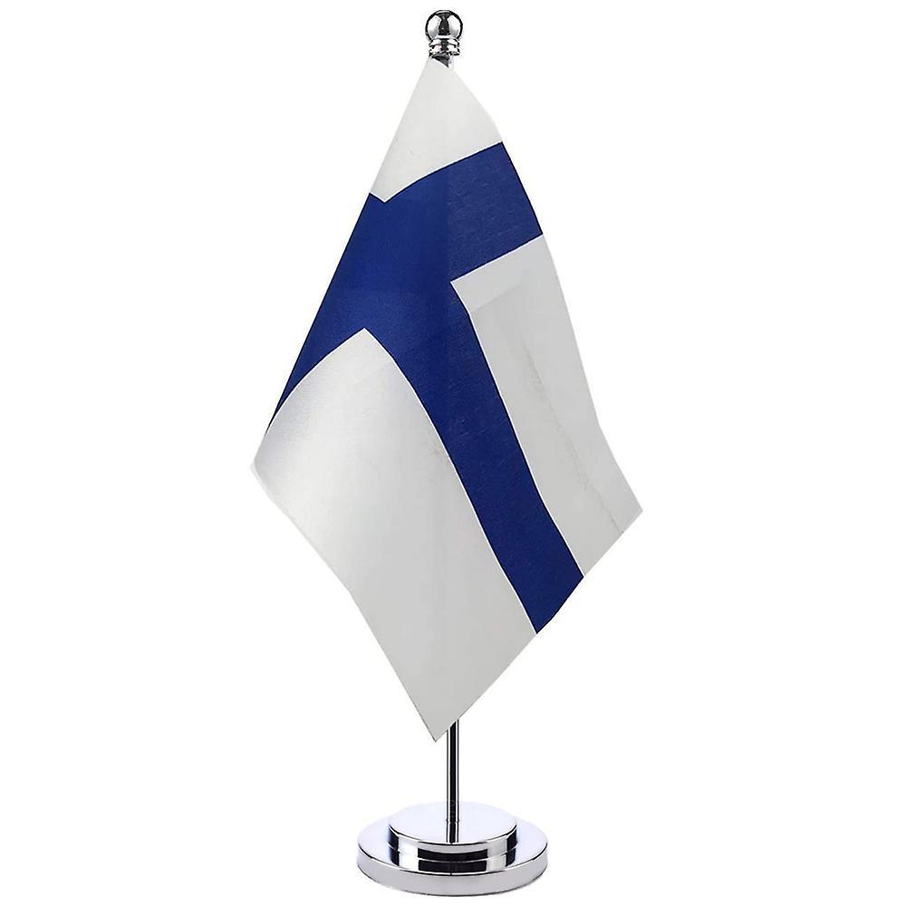 Scitoo 14x21cm Office Desk Small Finland Country Banner Meeting Room Boardroom Table Standing Pole The Finnish National Flag