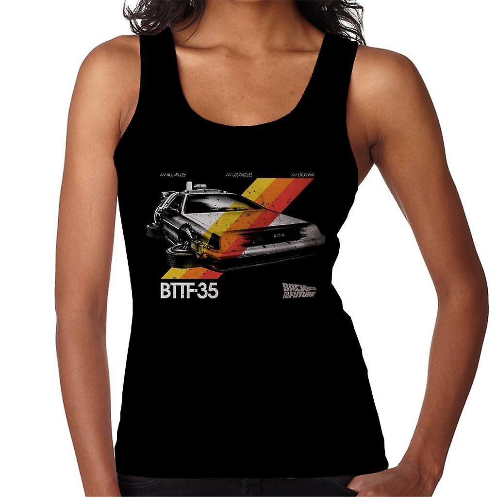 Back to the Future 35th Anniversary Delorean Stripes Women's Vest Black Large