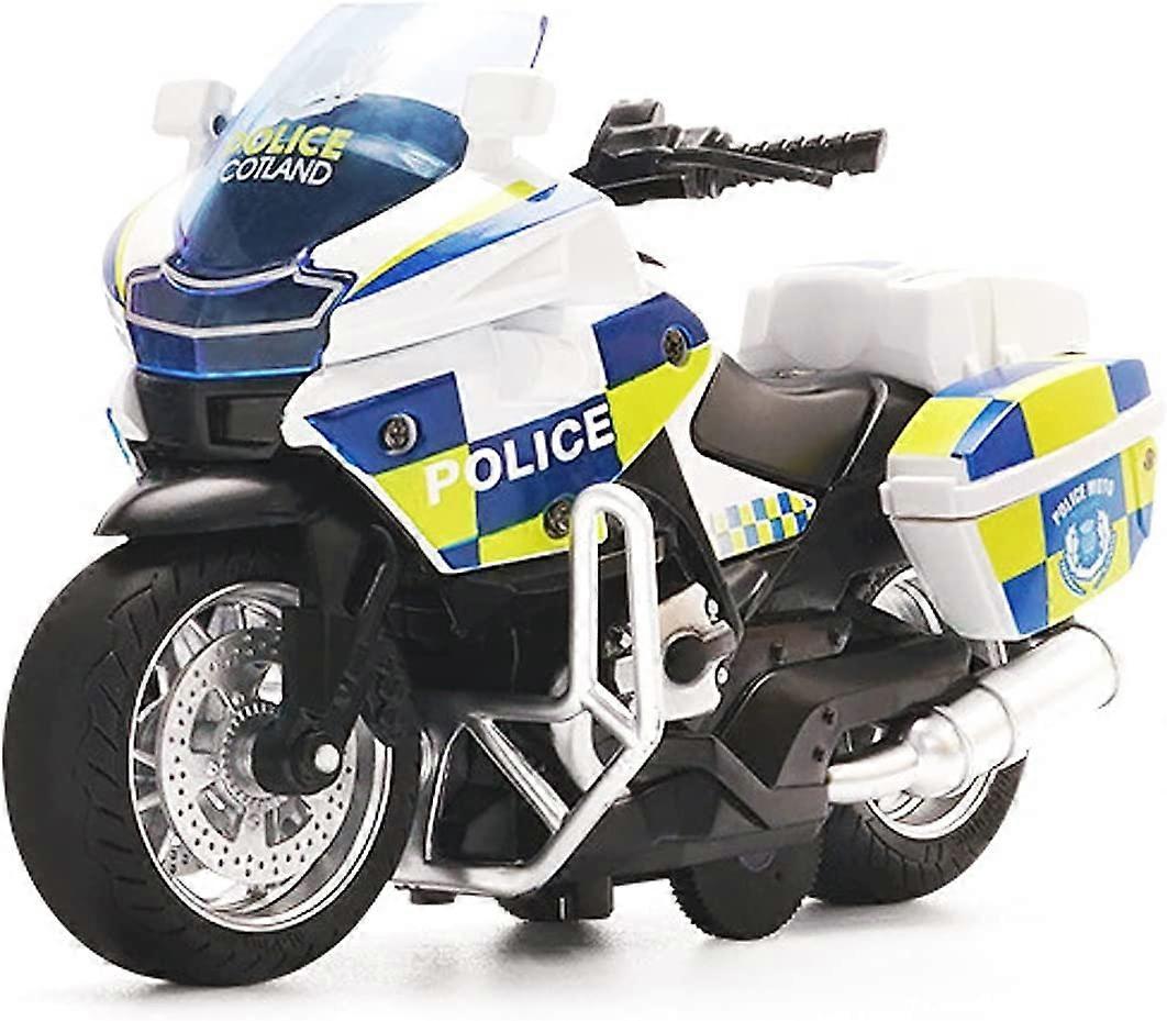 Wjiaer 1:14 Kids Metal Diecast Police Motorbike Model, Children Play Vehicle Motorcycle Toys with Light and Sound (MT - Police)