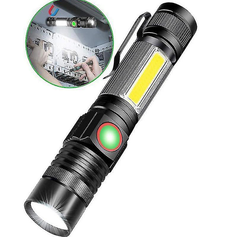 Tianzun Usb Rechargeable Flashlight (battery Included), Magnetic Led Flashlight, Super Bright Led Tactical Flashlight With Cob Sidelight, Waterproo...