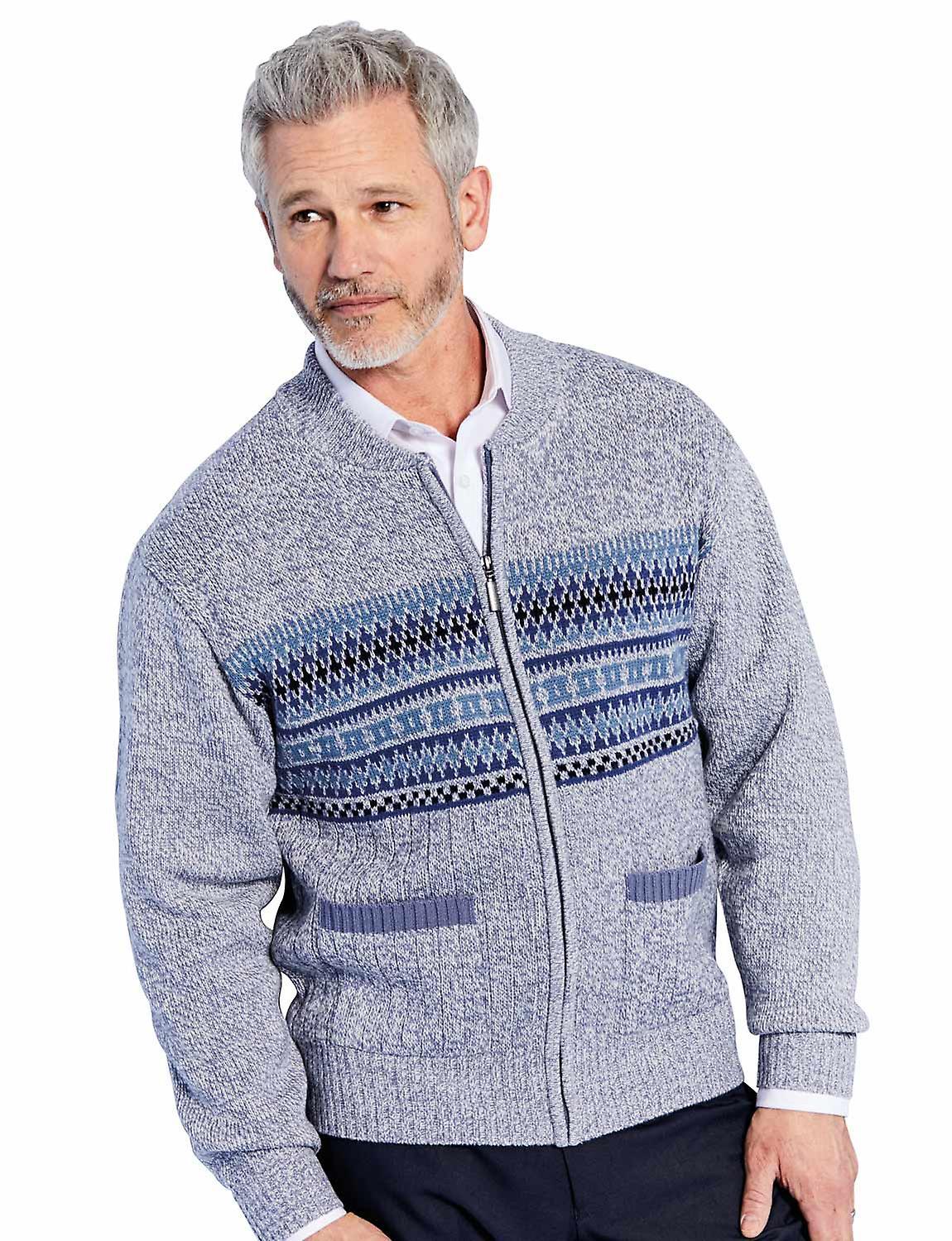 Tootal | Mens | Tootal Horizontal Jacquard Zipper Cardigan Blue 46