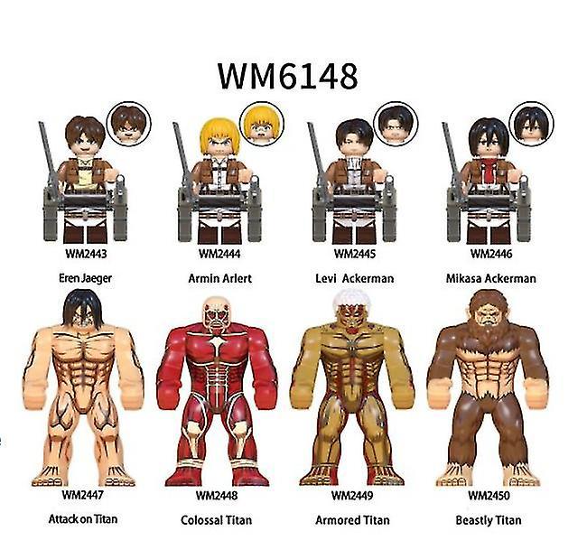 Darmowade 8pcs Attack On Titan Minifigures Toy Collection Fit Building Block Figurine Made For Anime Fans