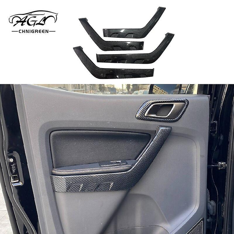 Vehicle For Ford Ranger 2015-2020 4pcs Carbon Fiber Color Car Interior Door Handle Cover Trim Car Accessories Car Interior Decorative