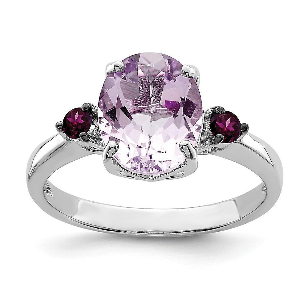 JewelryWeb 925 Sterling Silver Pink Amethyst and Rhodolite Garnet Ring Measures 2mm Wide Jewelry for Women - Ring Size: 5 to 10 8