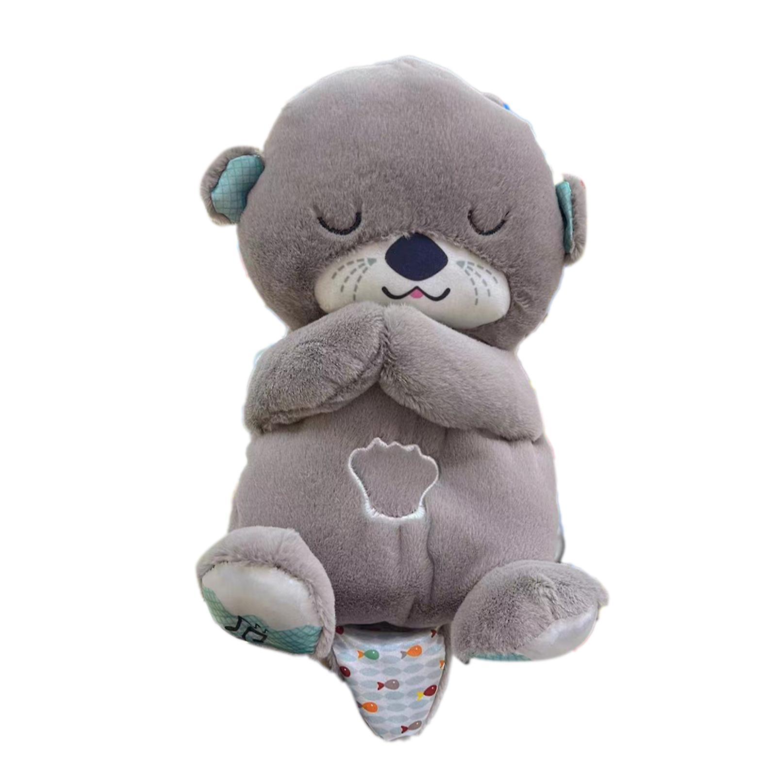 Yamaler Musical Otter Plush Toy with Lullaby Soothing Sound Light Washable Breathing Stuffed Otter Comfort Doll Plushie Newborn Infant Boys Girls G...