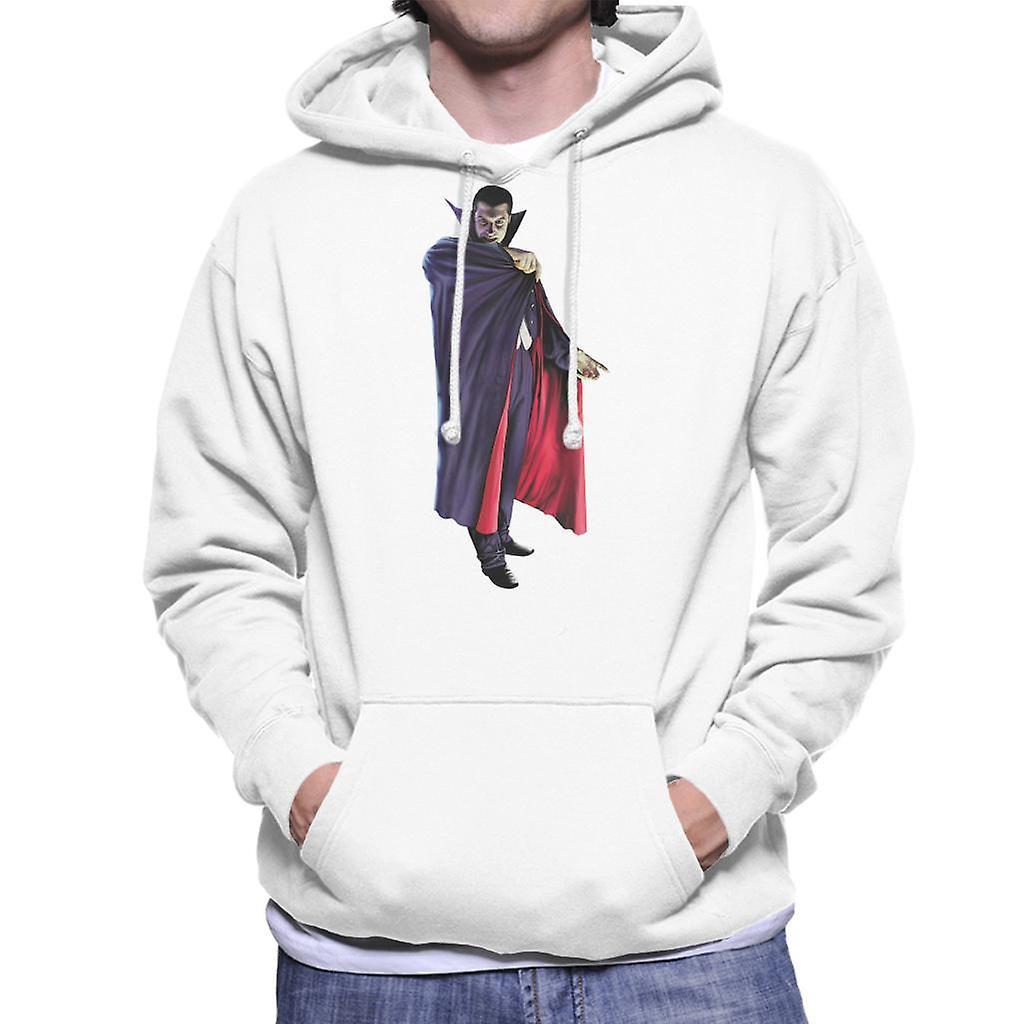 Dracula Cape Pose Men's Hooded Sweatshirt White Large