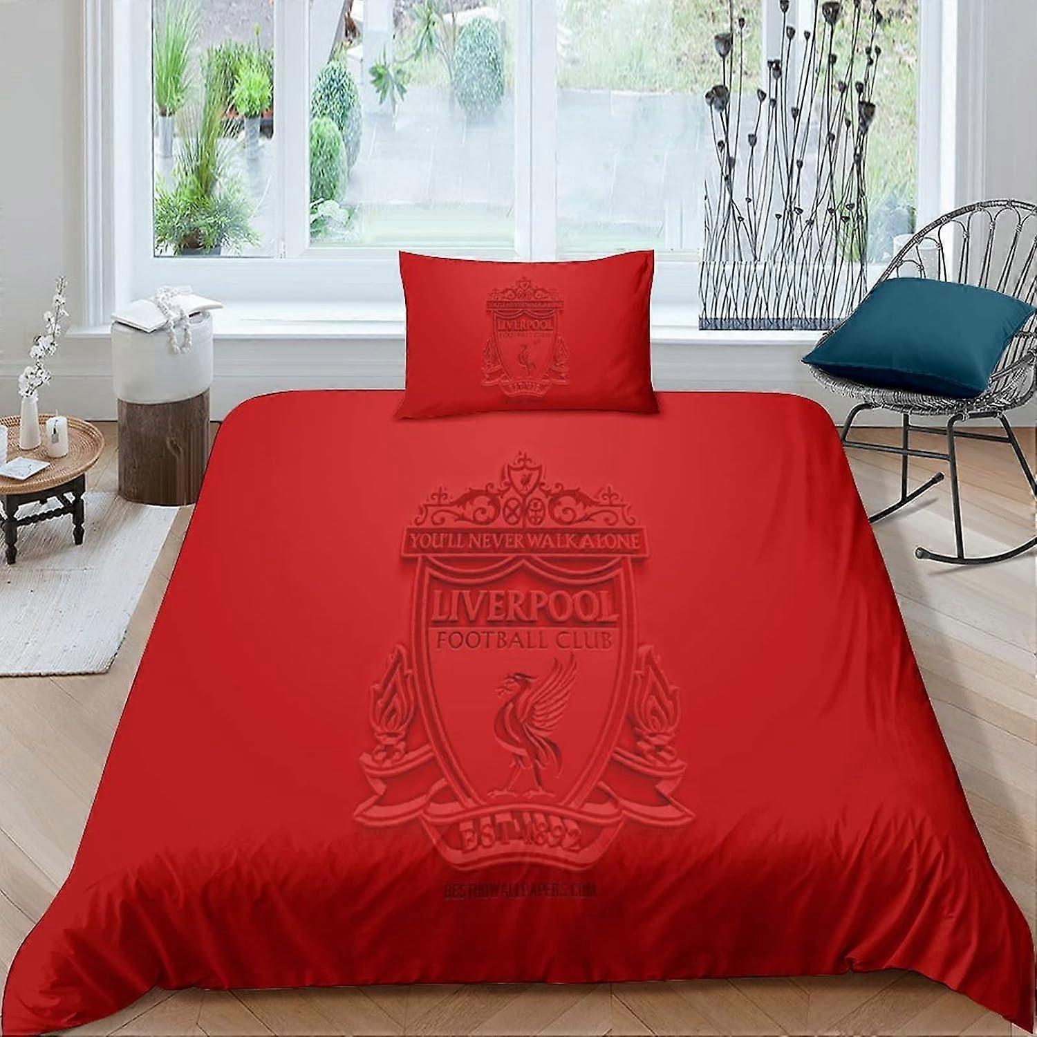 Kerota Liverpool Duvet Cover Bedding Set with Zipper Pieces Duvet Covers with Pillowcases Microfiber Duvet Covers Single 135*200 CM Double200x200cm