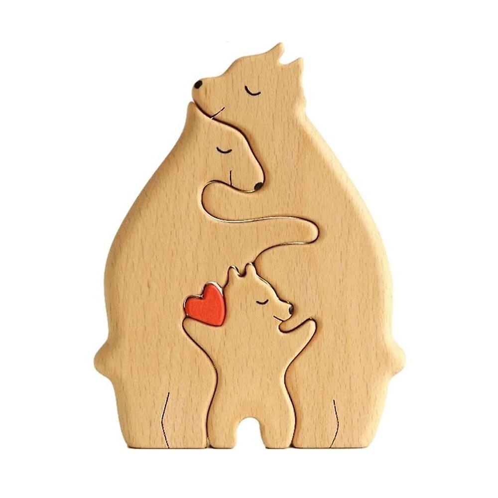 Vicbuy 3 Bears Wooden Bear Family Figurine Puzzle, Art Jigsaw Puzzles Sculptures Toys Ornament Desk Decoration Housewarming Gifts