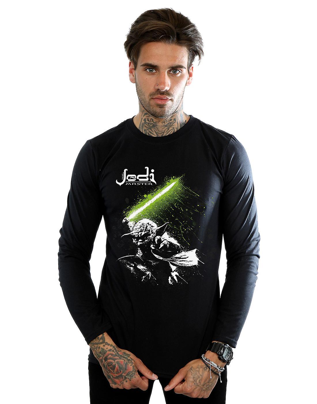 Absolute Cult Star Wars Men's Yoda Jedi Master Long Sleeved T-Shirt Black Medium