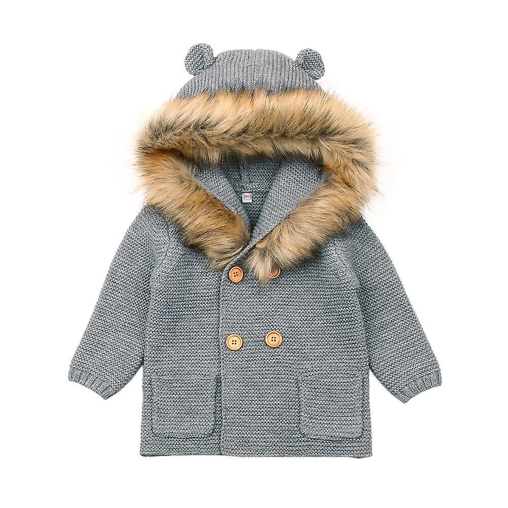 Slowmoose Furr Hooded Winter Jackets Gray 12M