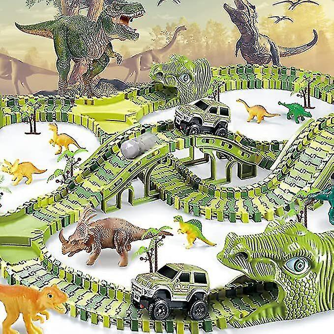 Generic 240 Pcs Dinosaur Toys, Dinosaur Toys Race Track Playset For Boys And Girls Gifts 2pcs Green Car