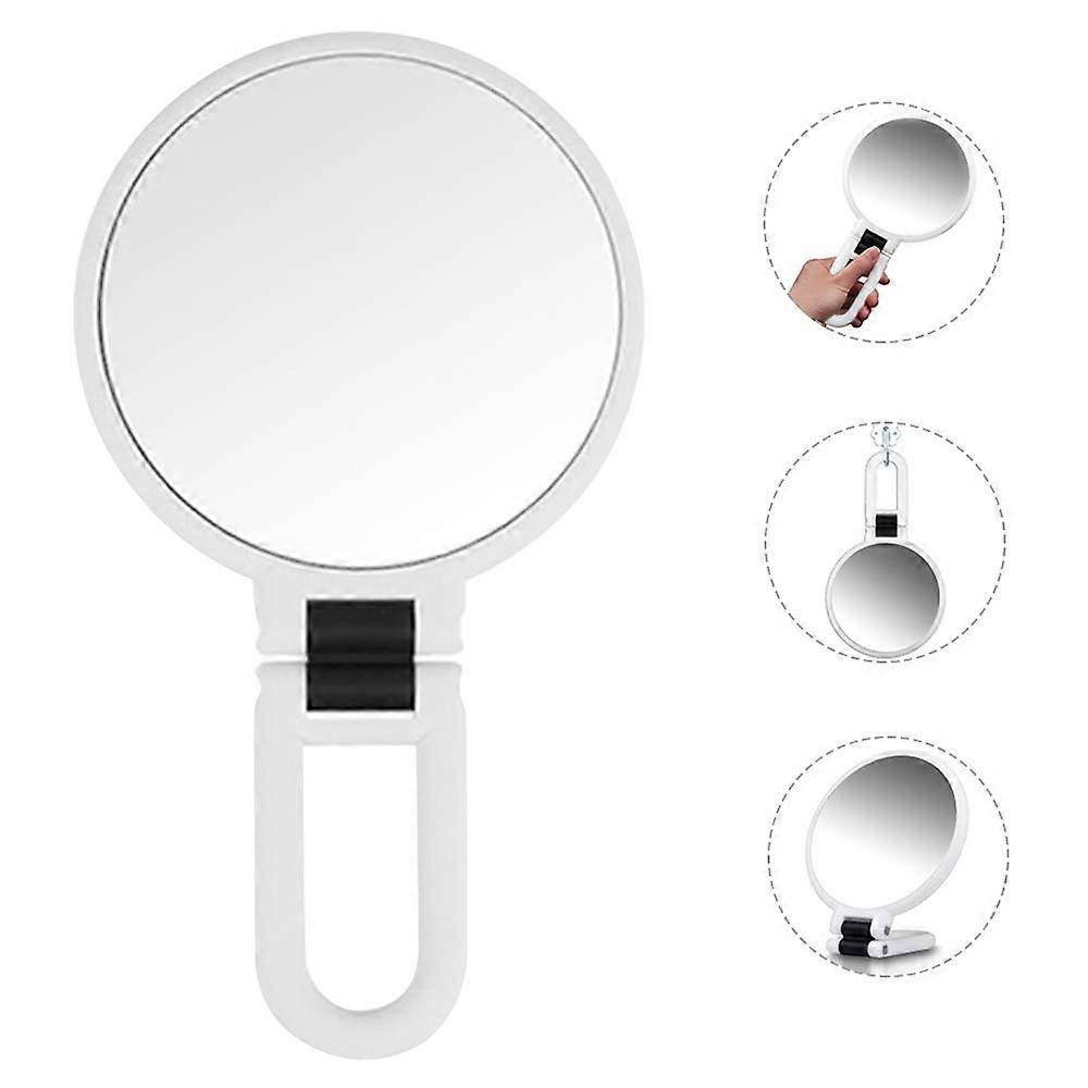 Augro Makeup Mirror Double Sided 5X/1X Magnifying,Hand Held Mirror with Folding Handle,Compact Cosmetic Vanity Mirro(White)