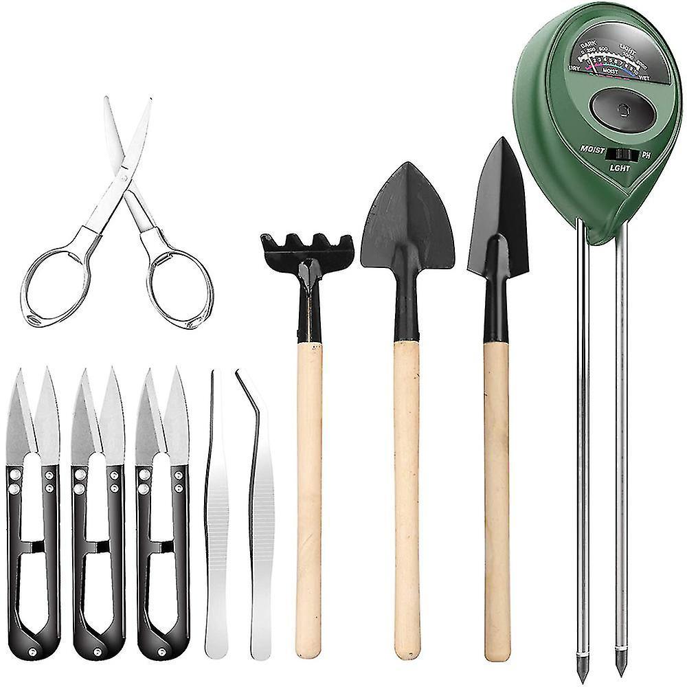 Ajhjn 9 Pcs Bonsai Tools With Soil Moisture Meter