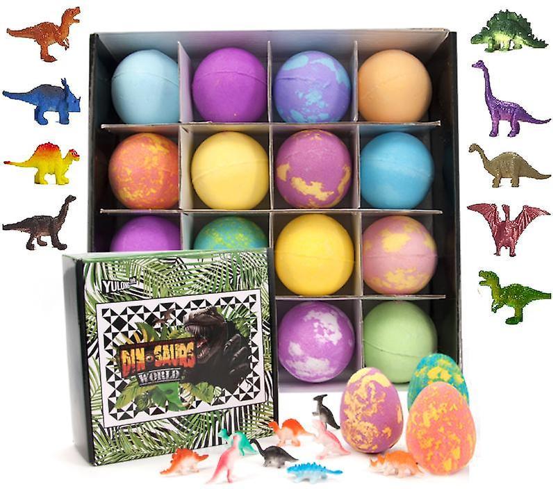 Frifoho Bath Bombs For Kids With Surprise Inside - 16 Colorful Dinosaur Bath Bombs With Dinosaur Eggs, Birthday Gift For Kids