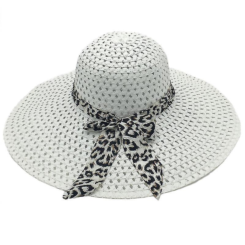 Mylight Women Beach Straw Hat Ladies Foldable Summer Holiday Wide Brim Sun Caps White