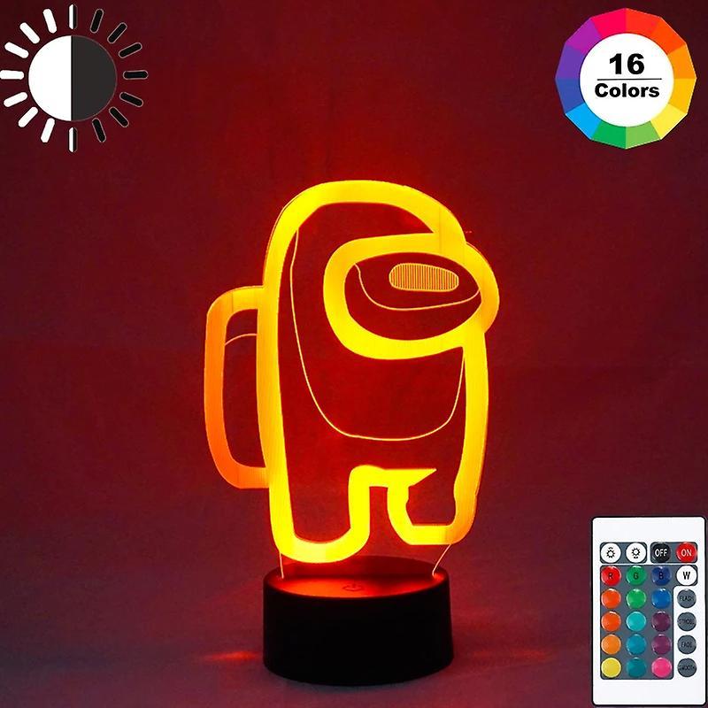 Volord 3d Illusion Table Lamp, 16 Colors Illusion Night Light Among Us Game Table Lamp, Night Lights For Kids Gifts Bedroom Decoration Black