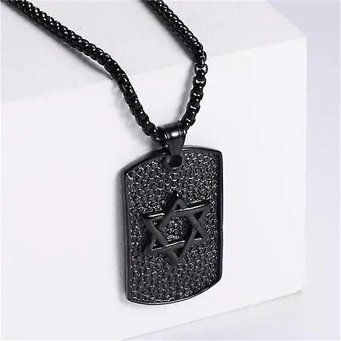 Cciyu David Star Pendant Icon Jewish Necklace Judaica Magen Women/men Religious Gift Hanukkah Black Gun Plated 60cm