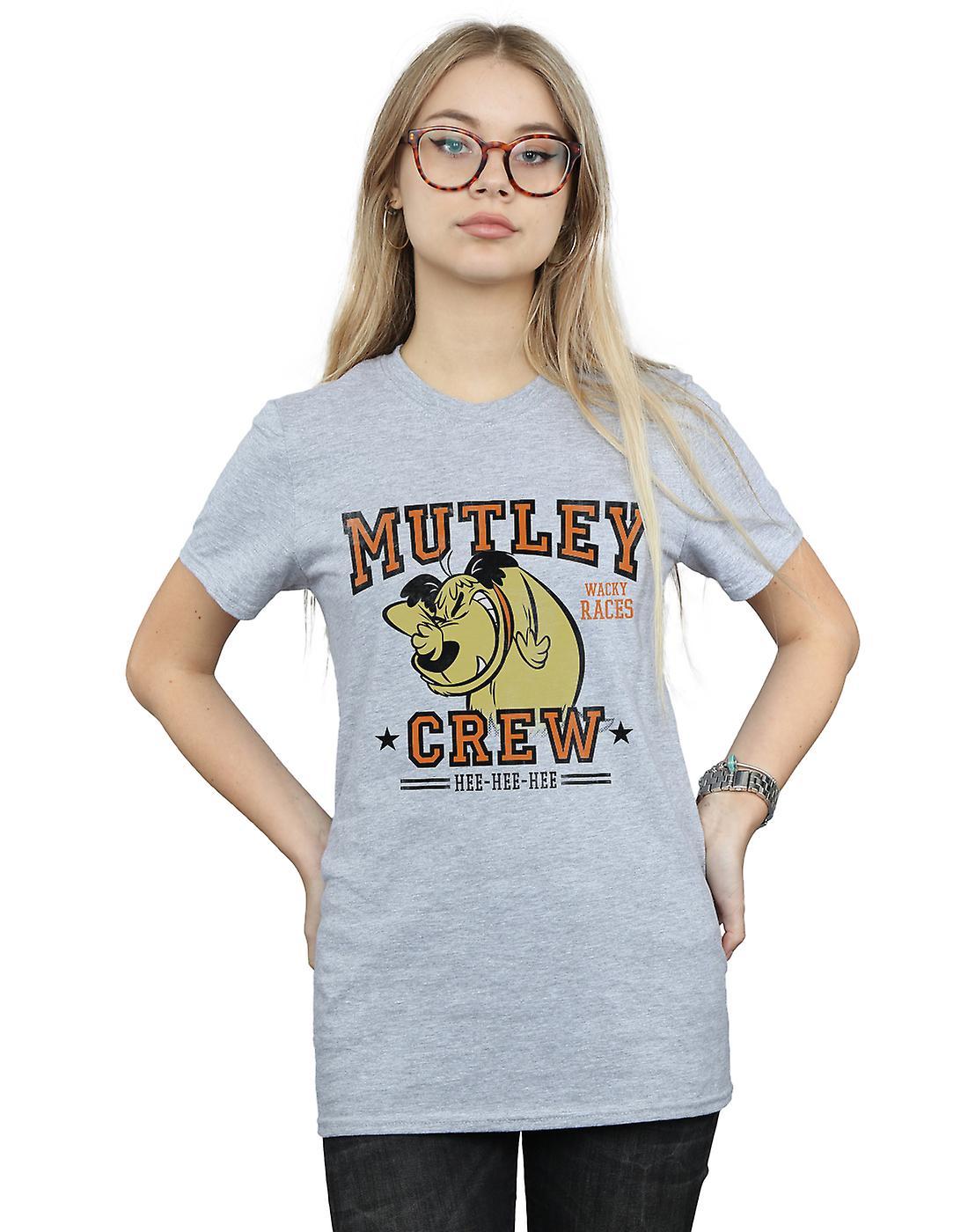 Absolute Cult Wacky Races Women's Mutley Crew Boyfriend Fit T-Shirt Black XXXX-Large