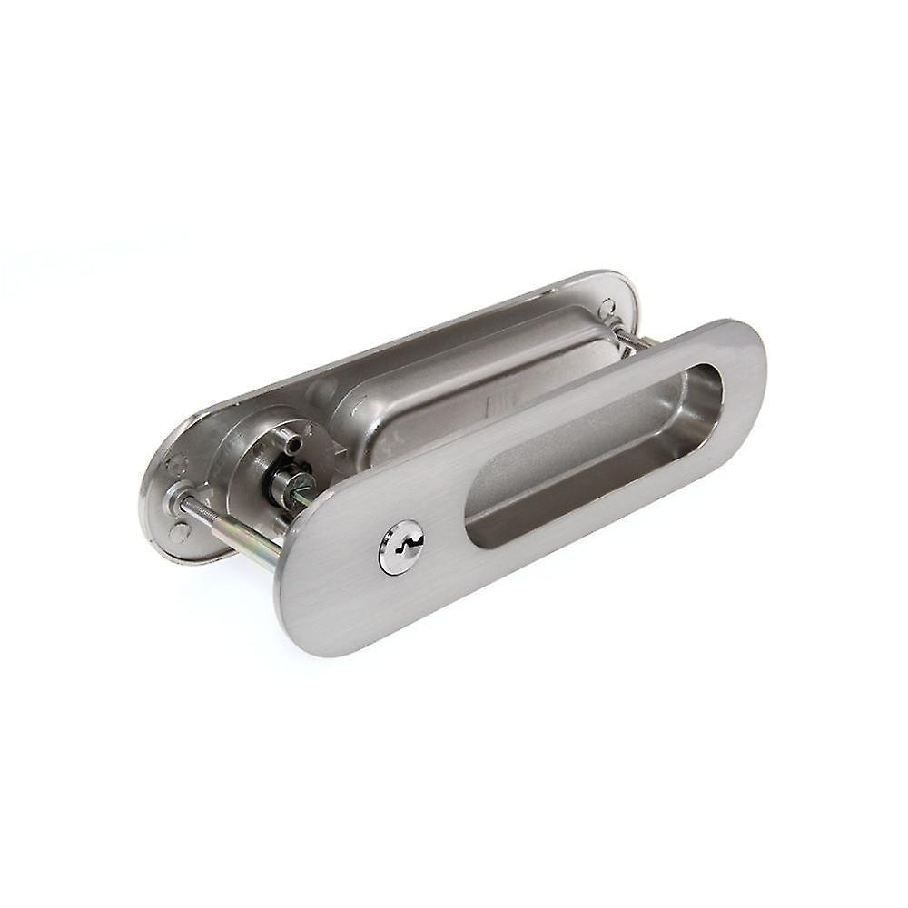 Slowmoose Sliding Door Lock Invisible Recessed Handle Latch -with 3 Keys silver