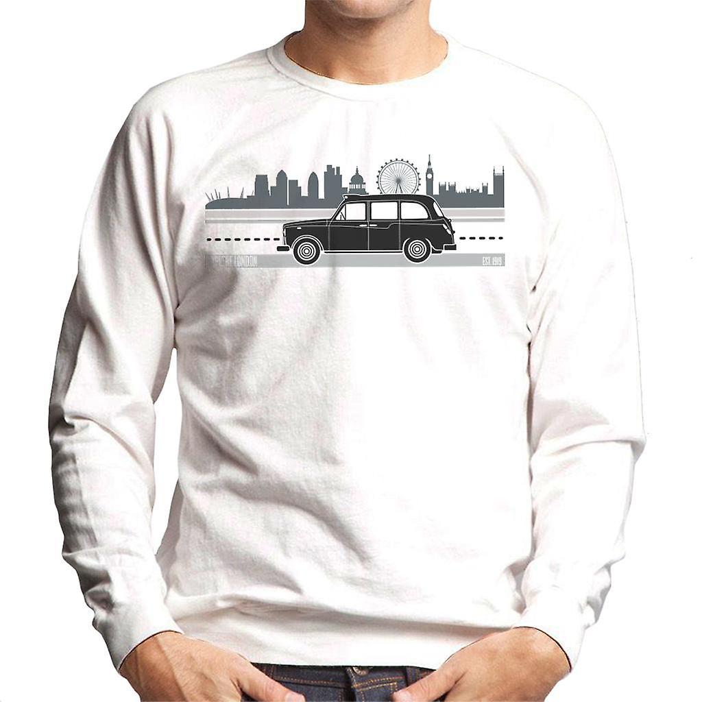 London Taxi Company TX4 Driving Along The City Men's Sweatshirt White Medium