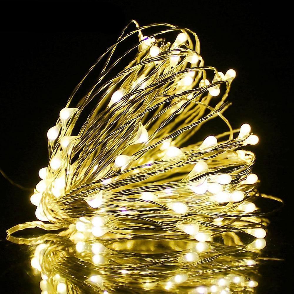 Slowmoose 8 Modes-aa Battery, Copper Wire Led String Lights Warm White 20Meter 200LEDs