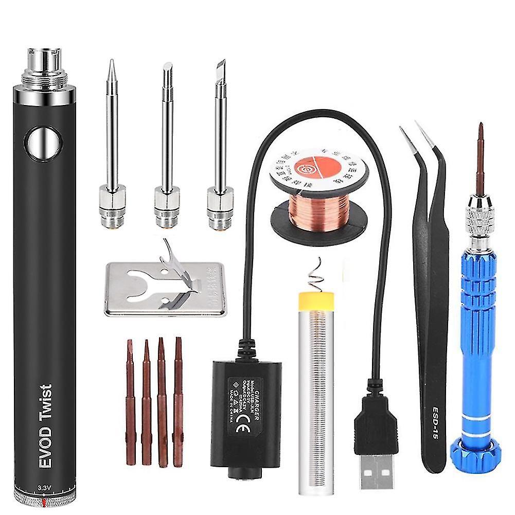 Welding Accessories 5v 15w Battery Powered Soldering Iron With Usb Charge Soldering Iron Soldering Wireless Charging Solder Iron-black