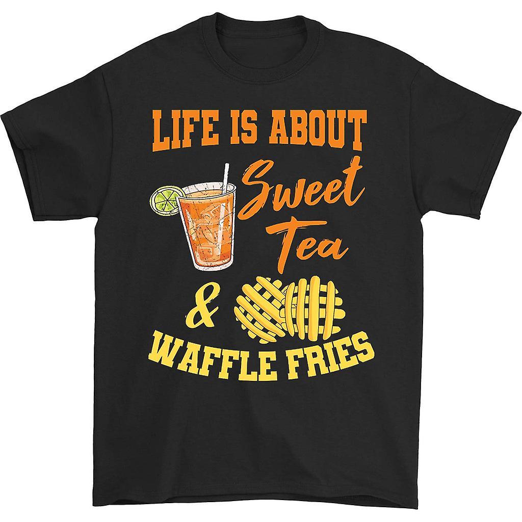 HISHARK Life is about sweet tea & waffle fries t-shirt black L