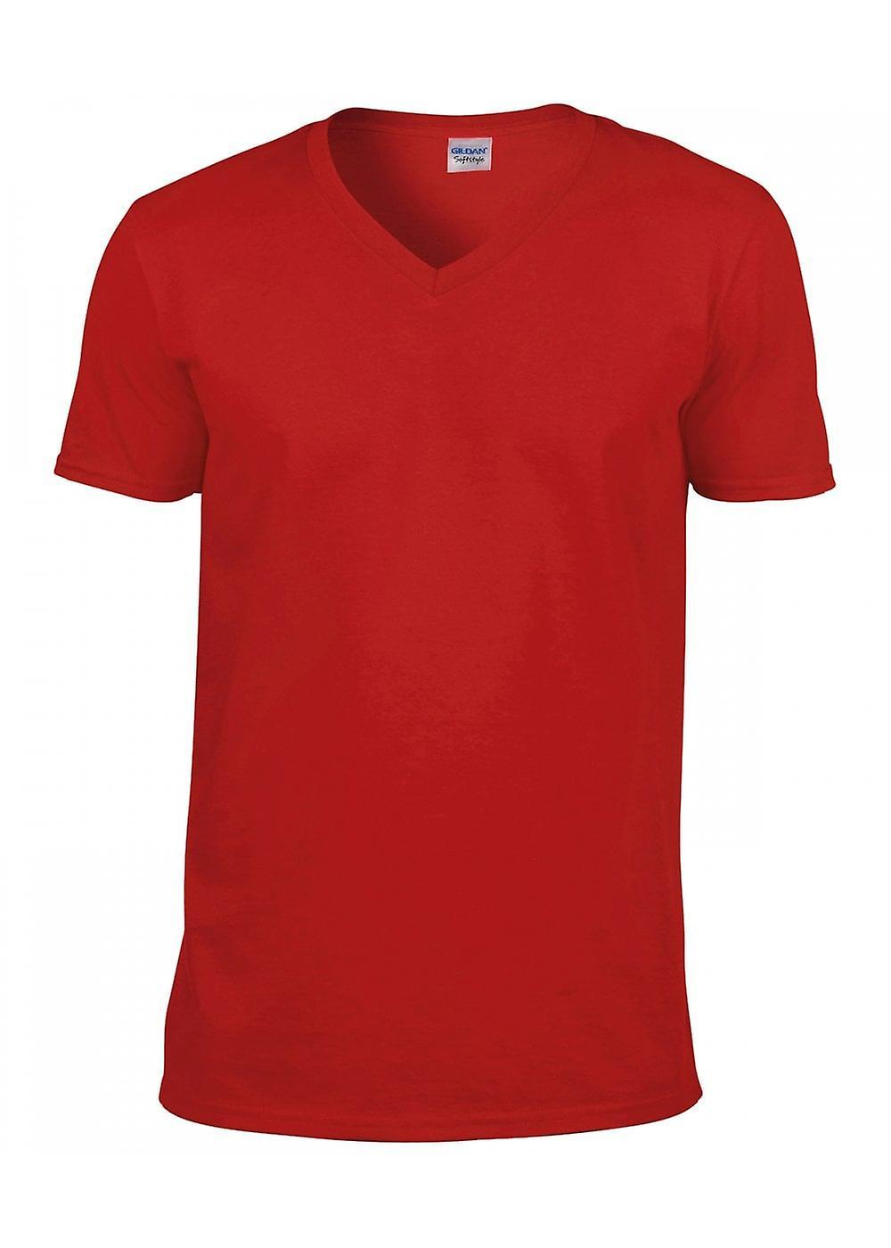 Men's Gildan Softstyle™ V Neck T Shirt 64V00 Red