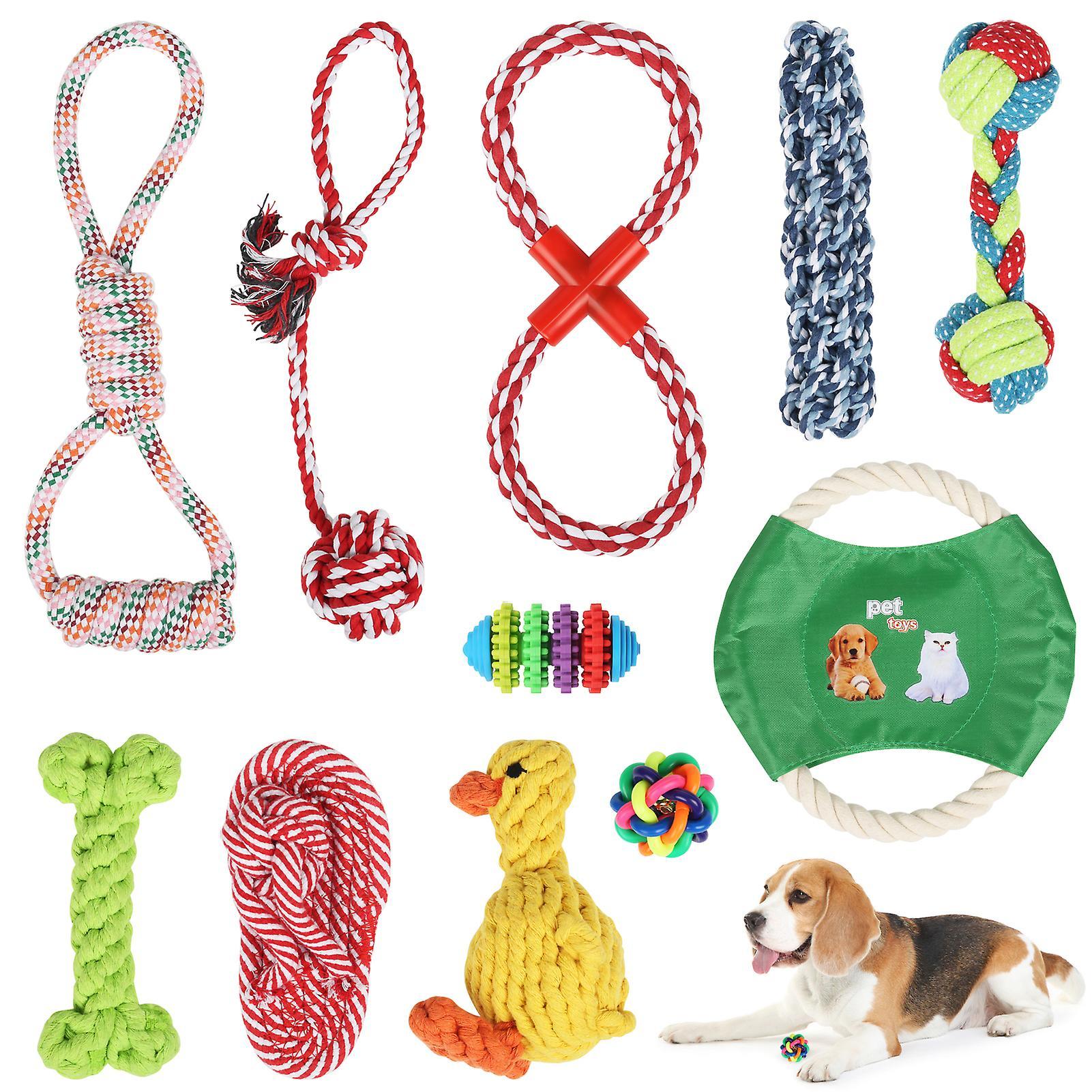 Katreu 10pcs Dog Cotton Rope Toys Puppy Dog Chew Toys Teething Training For Small And Medium Dog Set 1