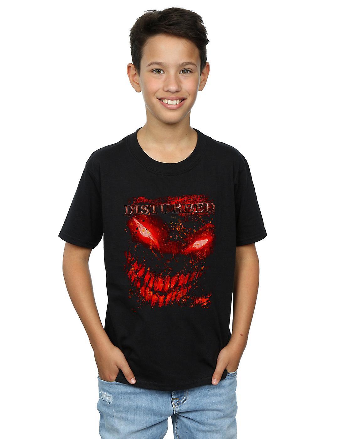 Absolute Cult Disturbed Boys Splat Face T-Shirt Black 12-13 years