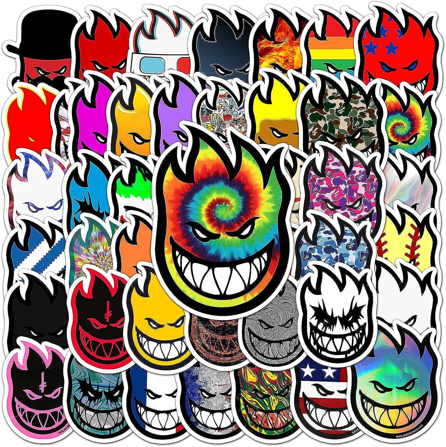 Baiccf 50pcs Cool Spitfire Colorful Fire Man Doodle Waterproof Stickers, Cute Funny Trendy Colorful Sticker For Laptop,phone,skateboard,luggage,wat...