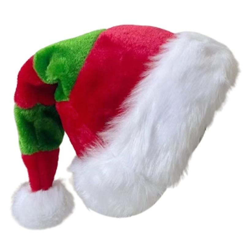 Unbrand Striped Santa Hat Thicken Plush For Holiday Christmas New Year Symbol Red and green