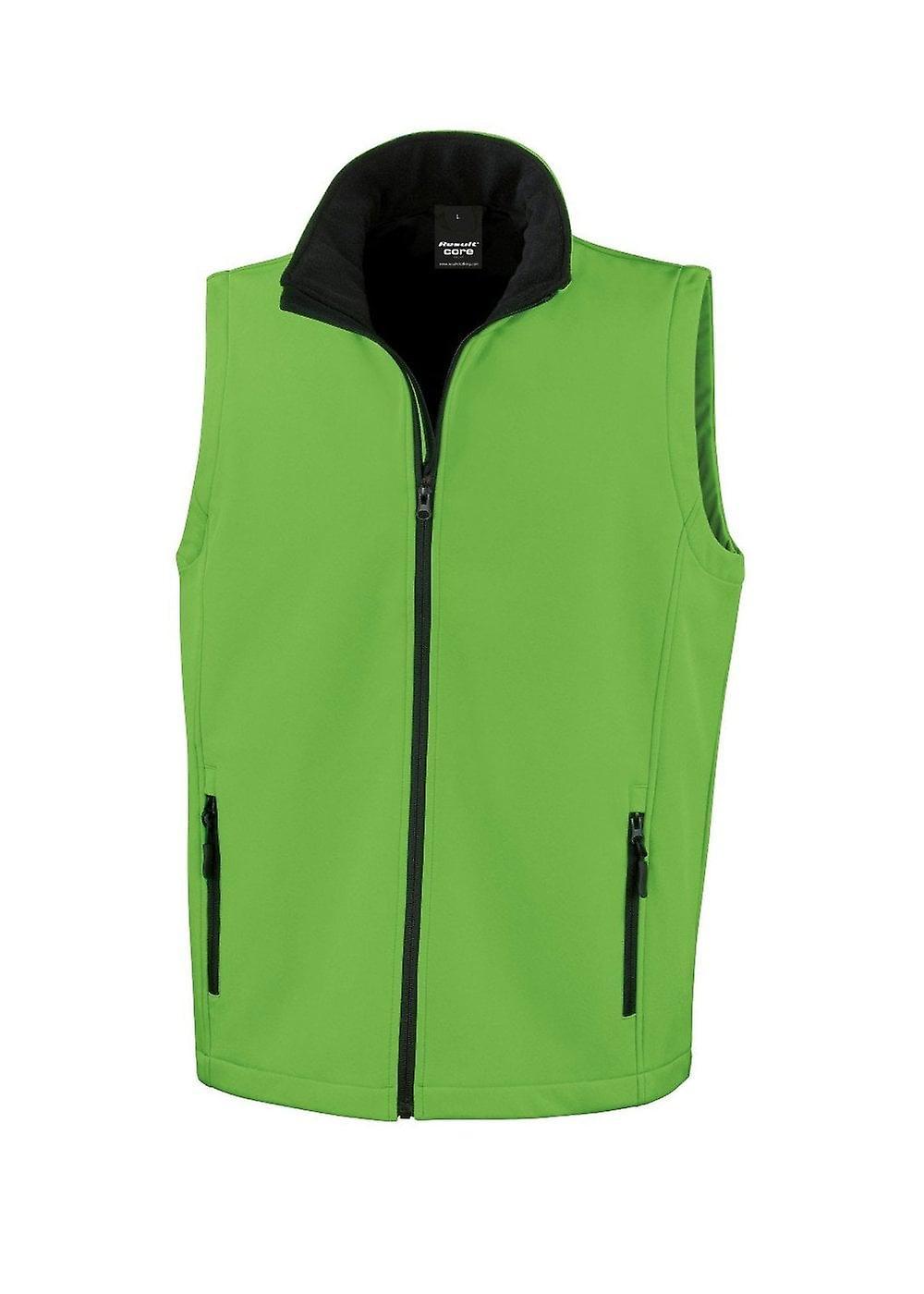 Men's Result Core Printable Softshell Bodywarmer R232M Vivid Green / Black 4xl