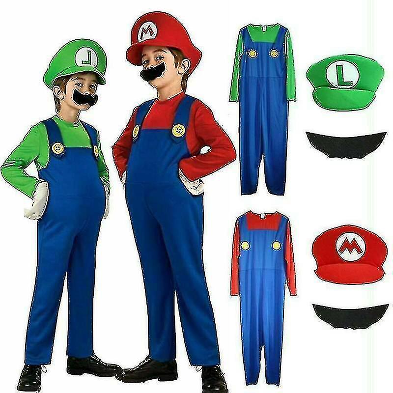 Santic Carnival 2024kids Boys Girls Super Mario Luigi Plumber Bros Fancy Dress Party Outfits Costume Red 4-6 years