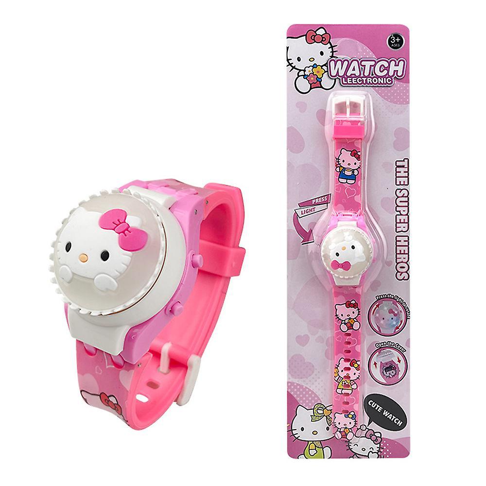 Manchalk Sanrio Cartoon Flashing Light 3d Glow Up Digital Watch Kids Spinning Top Flip Cover Watches Girls Xmas Gifts Hello Kitty, Kuromi, Melody, ...