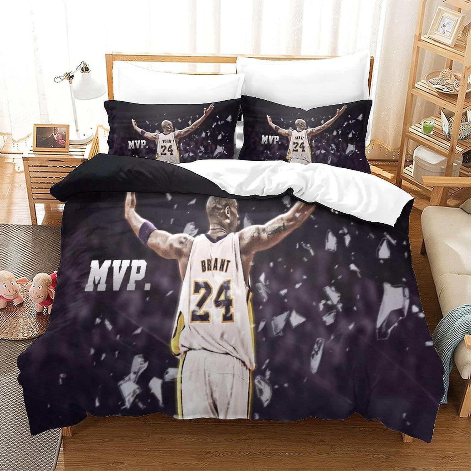 Kerota Kobe Bryant Duvet Cover NBA Basketball D Bedding Set with Zipper Closure and Pillowcases for Kids Bedroom Single135x200cm