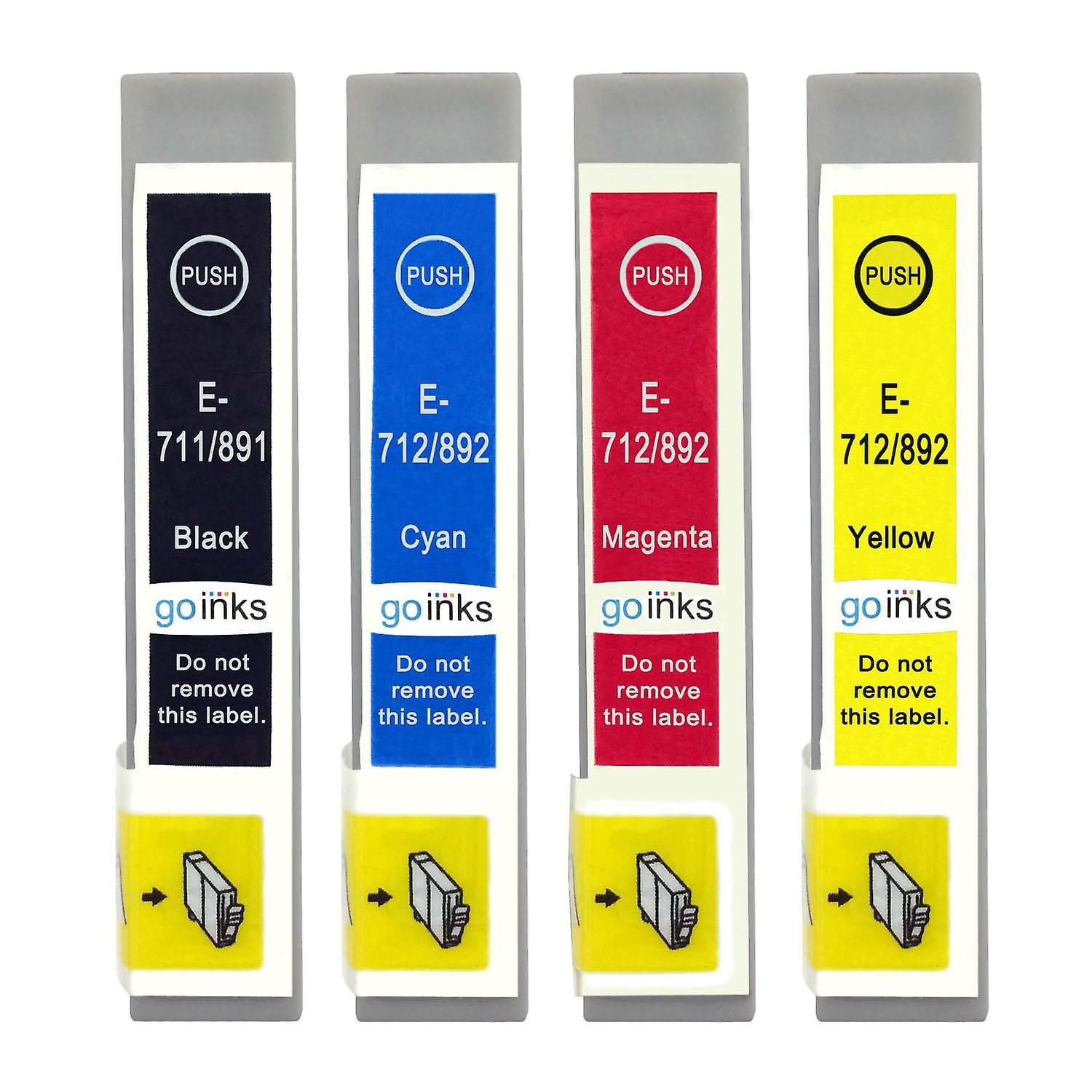 1 Set of 4 Ink Cartridges to replace Epson T0715 Compatible/non-OEM from Go Inks (4 Inks) Black/Cyan/Magenta