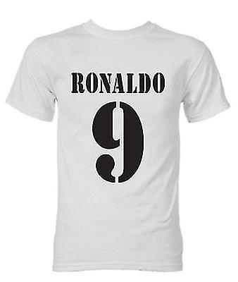 Gildan Ronaldo Real Madrid Retro Style T-Shirt (White) XSW